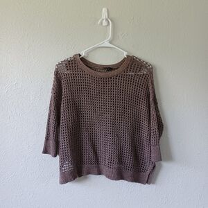 Express Brown Shimmer Open Knit Sweater Top